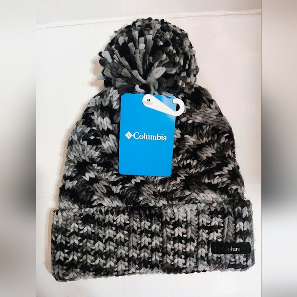 Columbia Kids' Charcoal and Light Gray Pom Beanie - Picture 1 of 7